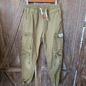 Heron Preston Pants Kid's Size 160 Army Green Cargo‎ Jogger Pockets Drawstring